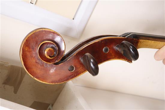 A 19th century German cello labelled Neuner und Hornsteiner and a Stradivarius label, hard cased.